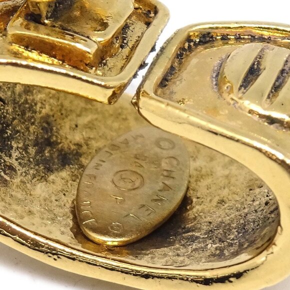 Chanel CC Dangle Earrings Gold Clip-On Brown 94P 142124 - Picture 3 of 4